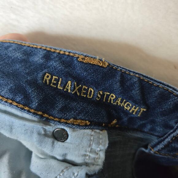 American Eagle Mens 42x32 Jeans Relaxed Straight Dark Wash Denim Pants 0788 - Picture 4 of 11